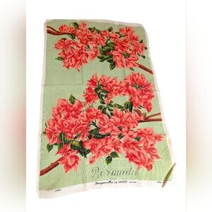 Irish linen Tropical flowers Bermuda tea towel